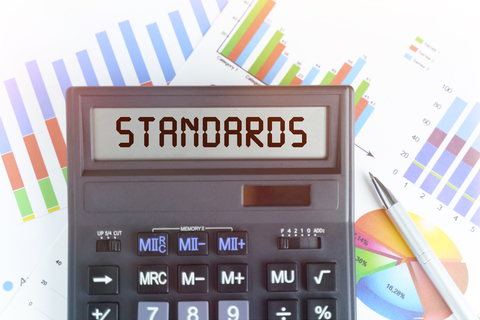 A calculator showing accounting standards