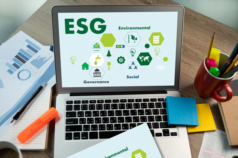 Laptop with image of ESG