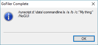 A screenshot of a Legato message box showing the command-line data