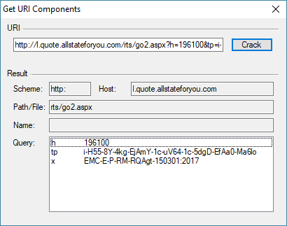 Get URI Components Dialog