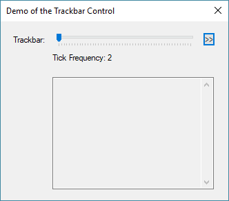 Dailog with Trackbar Control showing more ticks