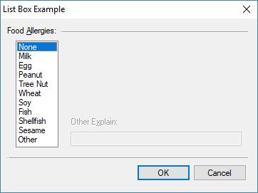 Dialog with list box