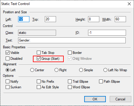 Static text control editor in Legato