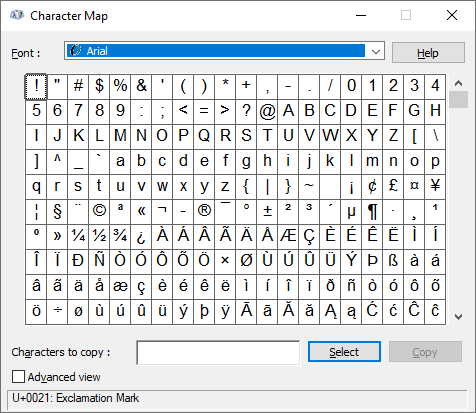 Picture of Character Map