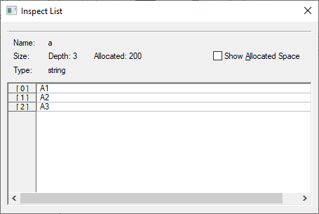 Array Value Type inspector dialog