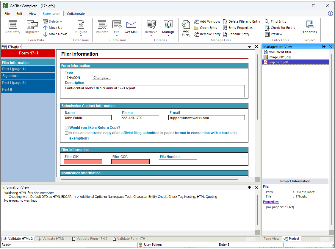 EDGAR Form 17H in GoFiler